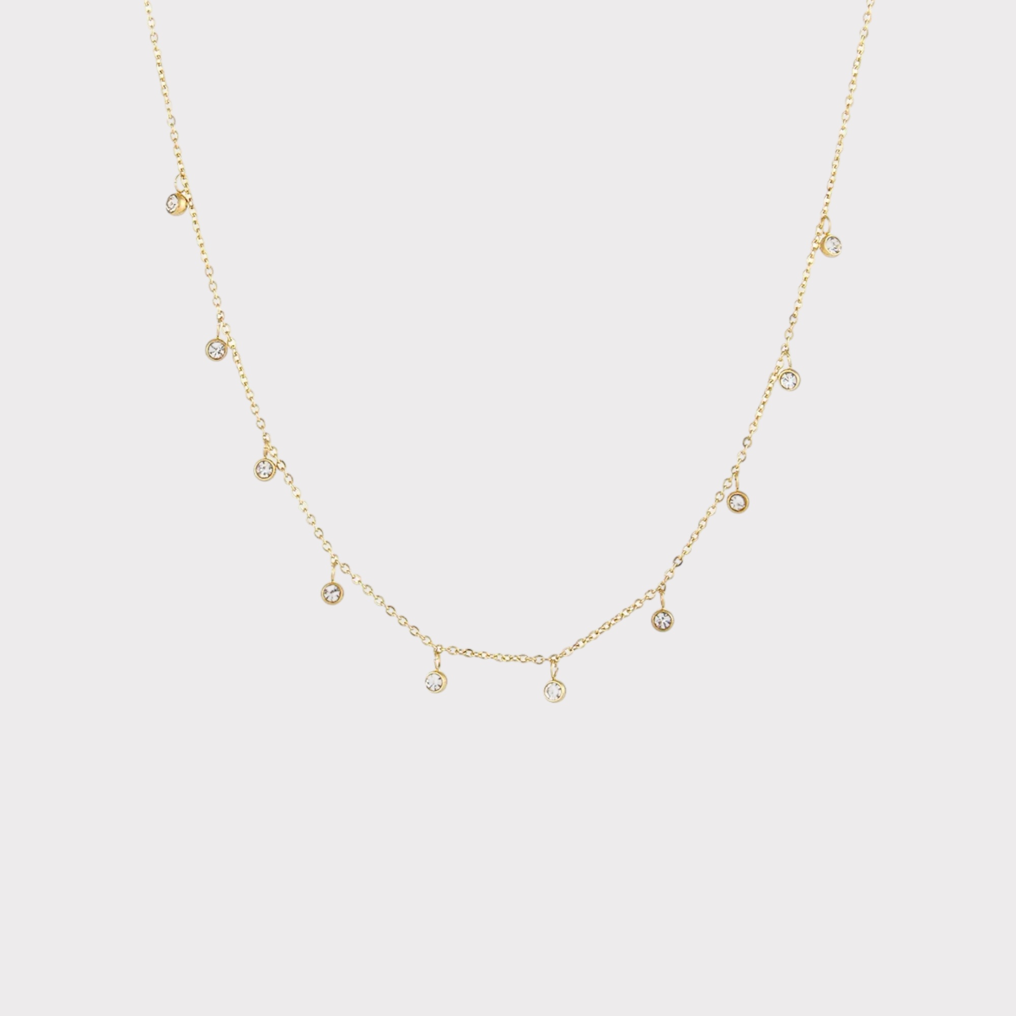 Celestial Light Gold Chain Necklace with Cubic Zirconia