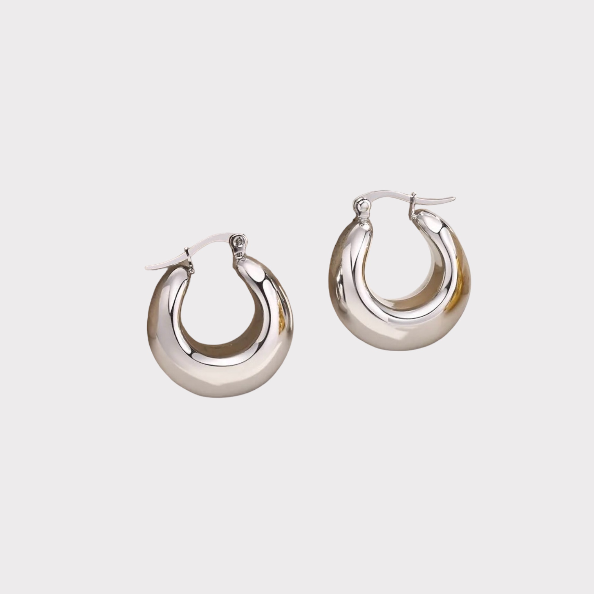 Lyra Chunky Silver Hoop Earrings 