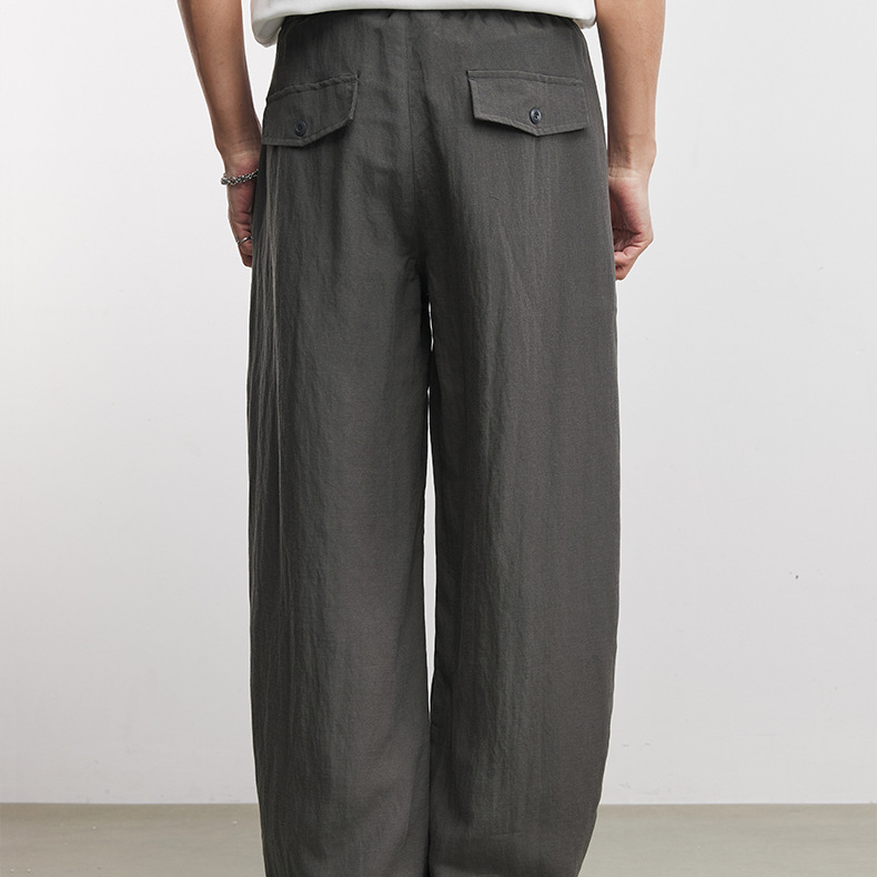 亚麻莱赛尔天丝弯刀阔腿裤男春秋季2026新款薄款透气速干裤子