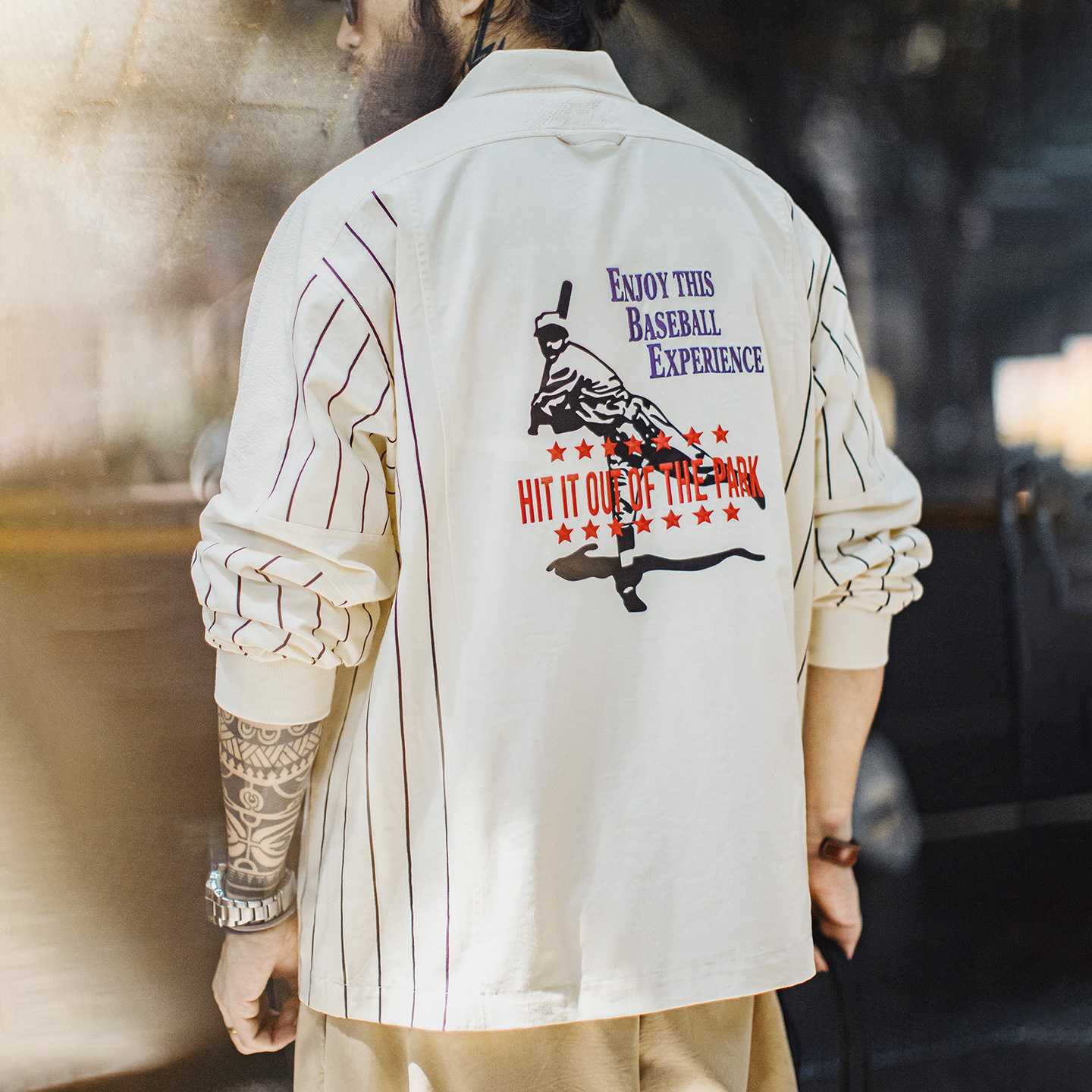 美式棒球印花polo衫拼接套頭刺繡襯衫純棉衛衣長袖男夏秋