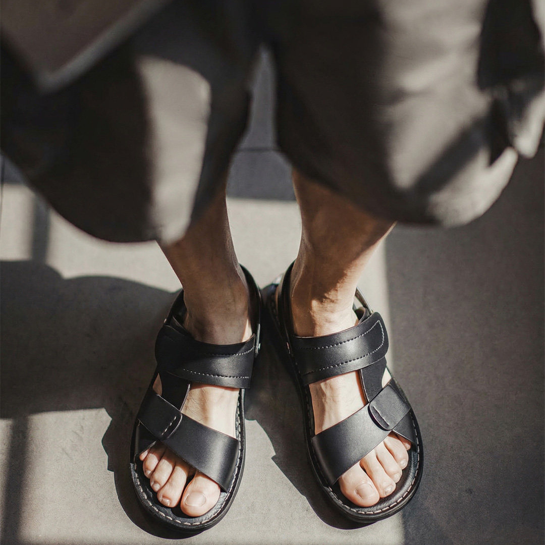 男鞋2026夏季新款皮涼鞋兩穿沙灘鞋真皮商務開車涼拖鞋爸爸鞋