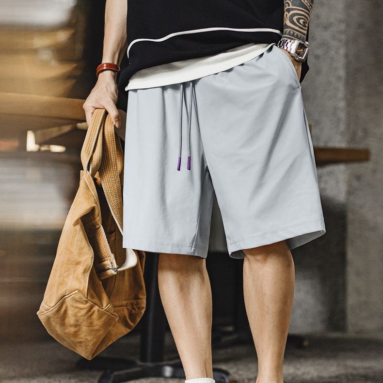 美式冰絲涼感短褲針織透氣運動跑步籃球薄款五分褲男款夏