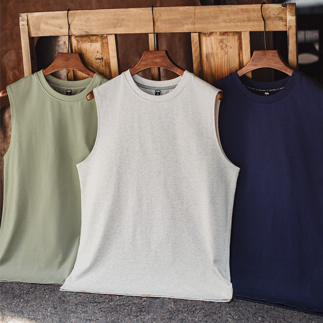 美式白色新疆純棉健身背心跨欄重磅無袖內搭坎肩打底衫男