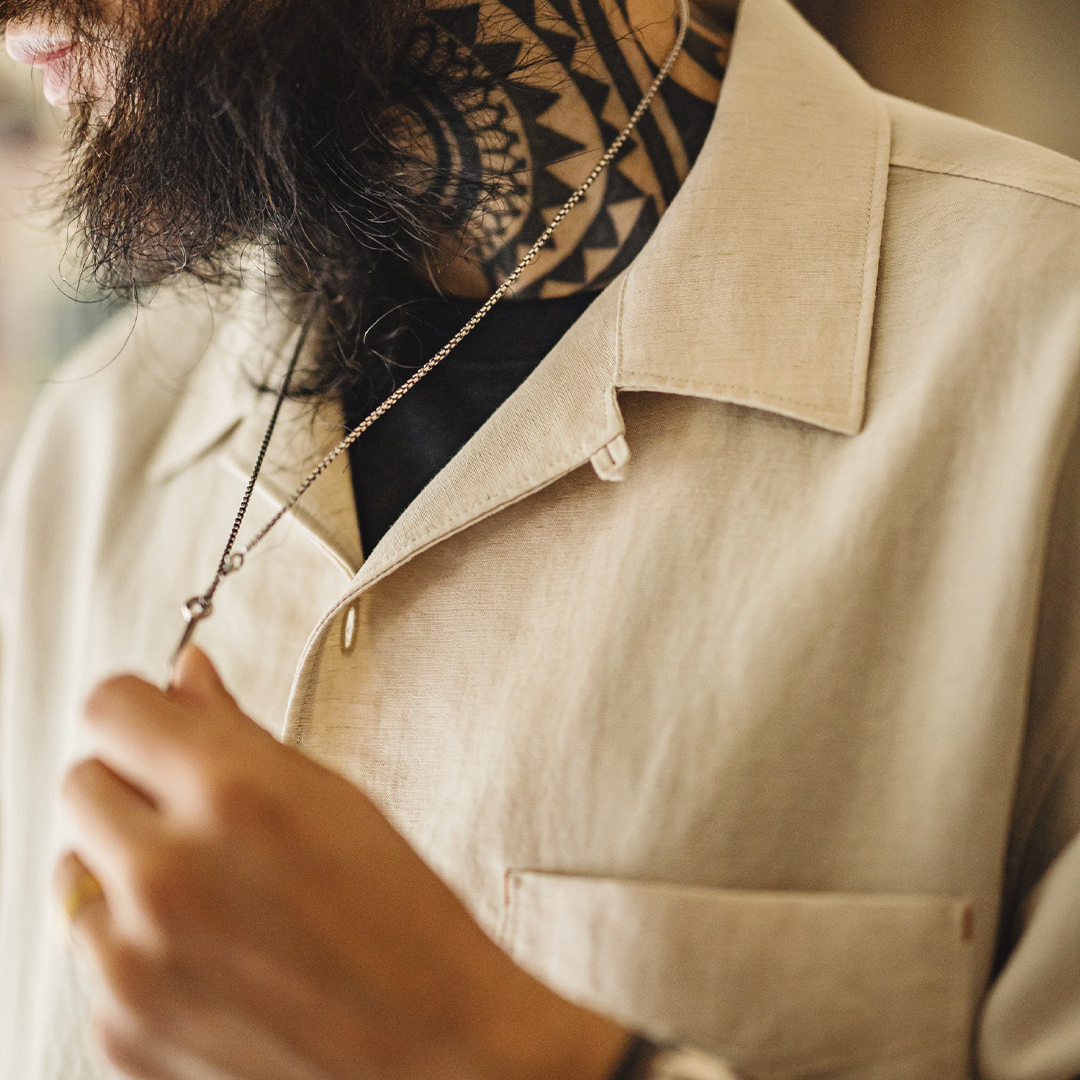 萊賽爾短袖襯衫天絲古巴領鬆弛感襯衣美式老錢風外套男夏