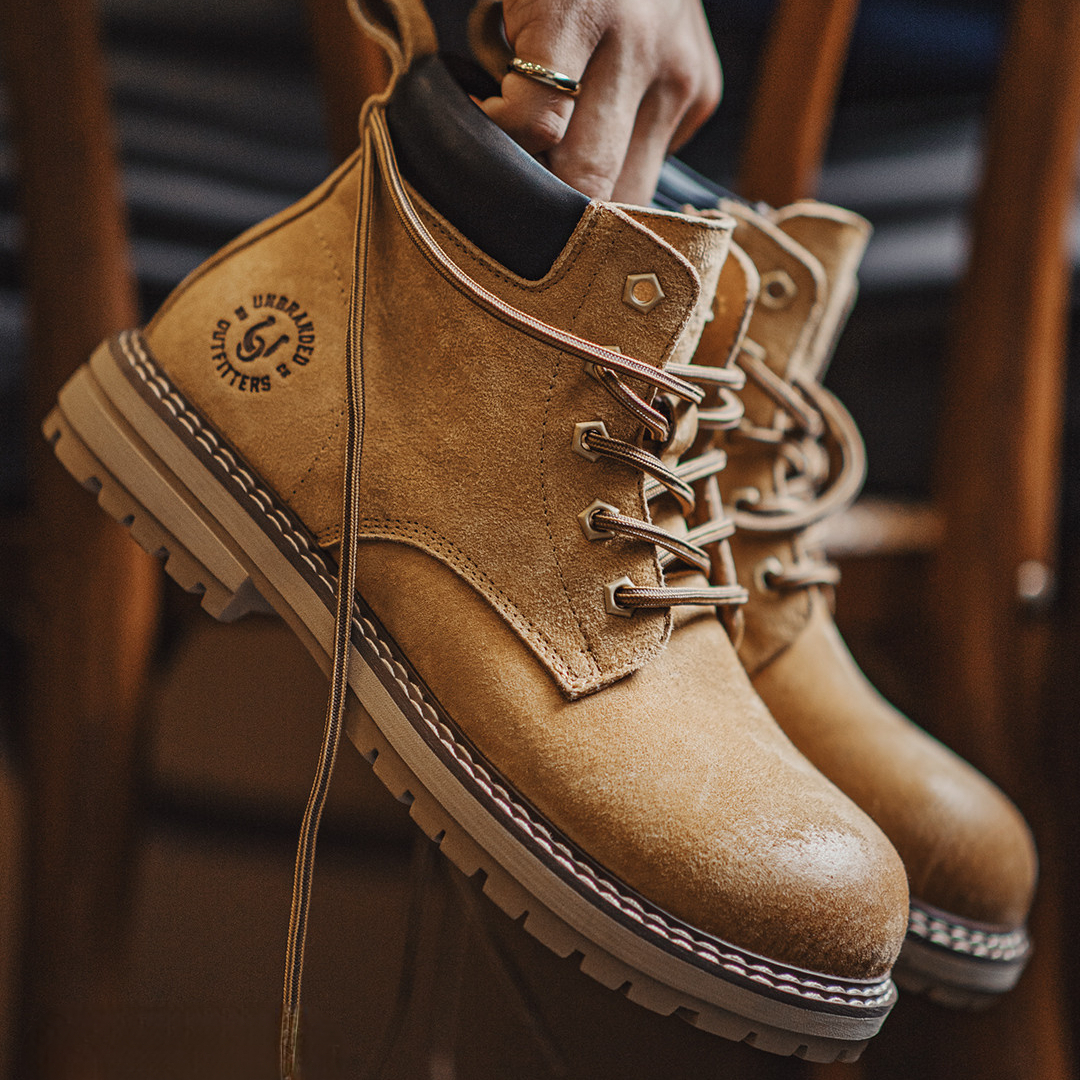 大黃靴秋季2025新款男士休閒中幫馬丁靴子戶外美式復古工裝靴