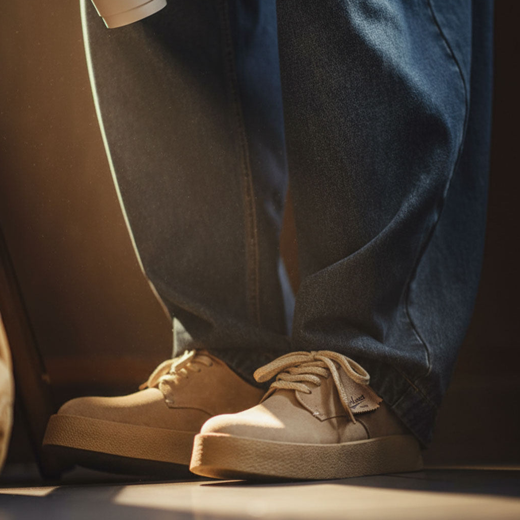 搖滾60復古板鞋男士2025冬季新款休閒低幫沙漠德比鞋厚底皮鞋