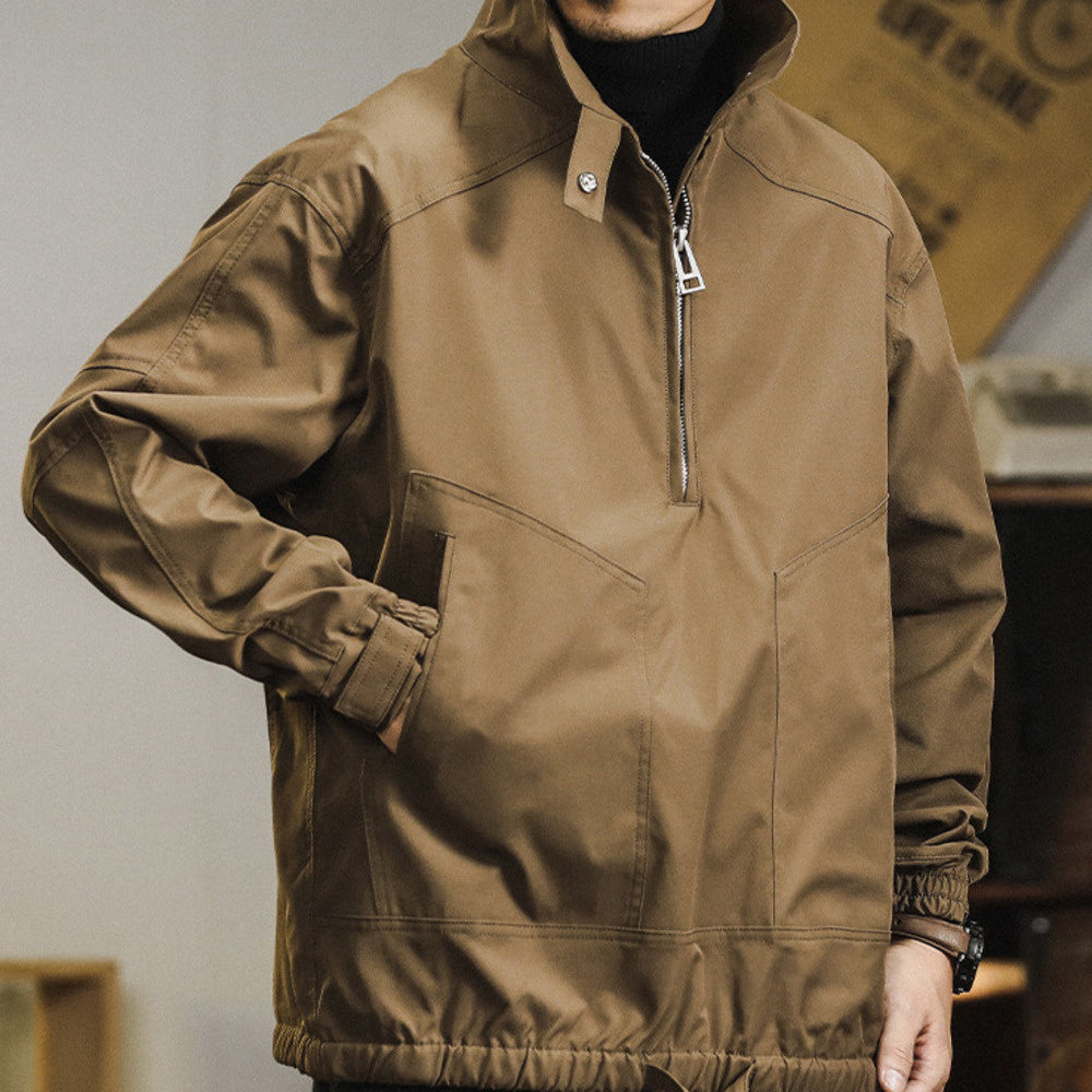 2024新款美式復古防風沖鋒衣外套男冬季加絨加厚工裝夾克男士