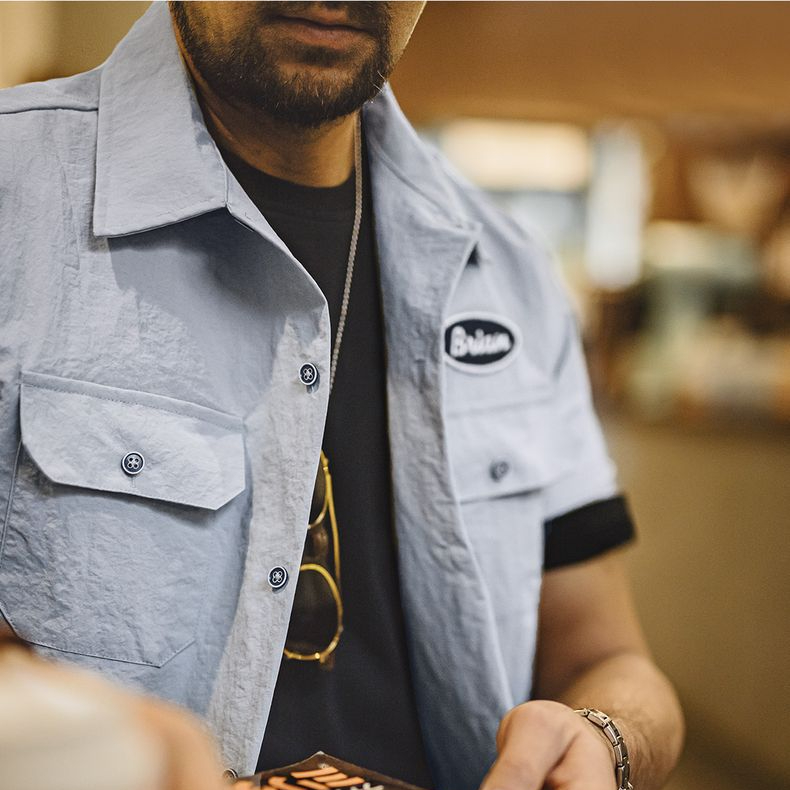 美式復古速度與激情同款古巴領襯衫硬漢vintage襯衣男夏