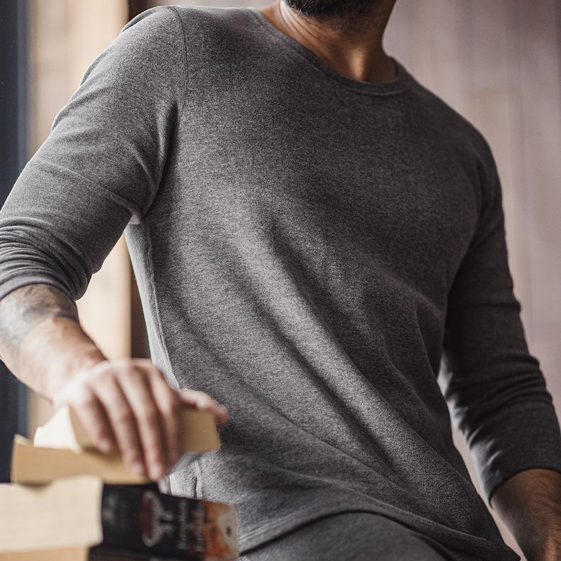 “燃元素”保暖內衣套裝花紗雙面磨絨打底衫秋衣褲男冬