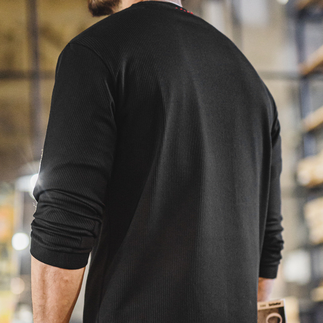 美式3D坑條長袖T恤白色打底外穿薄款針織無帽衛衣男款春