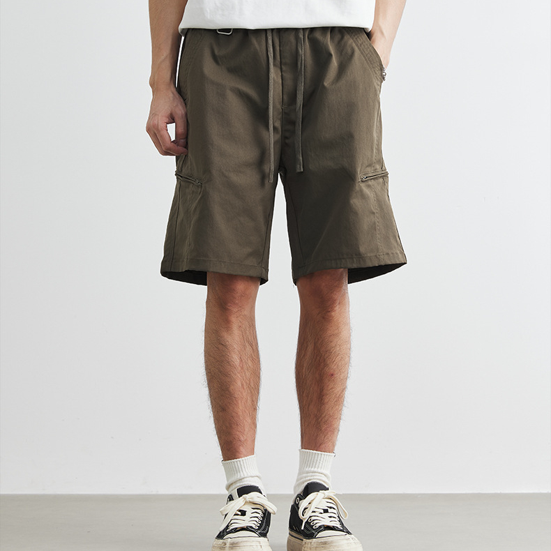 工裝機能短褲男夏季2025新款五分中褲寬鬆抽繩薄款褲子潮