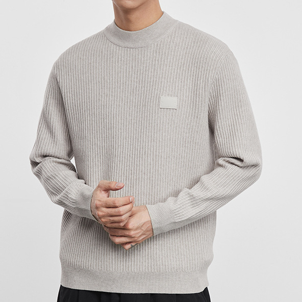 圓領淨暖豎條紋針織衫男冬季2025新款潮流加厚冬裝打底衫