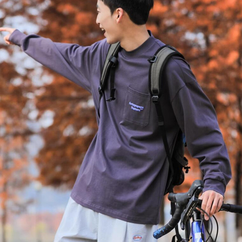 長袖T恤男發泡印花百搭圓領衛衣