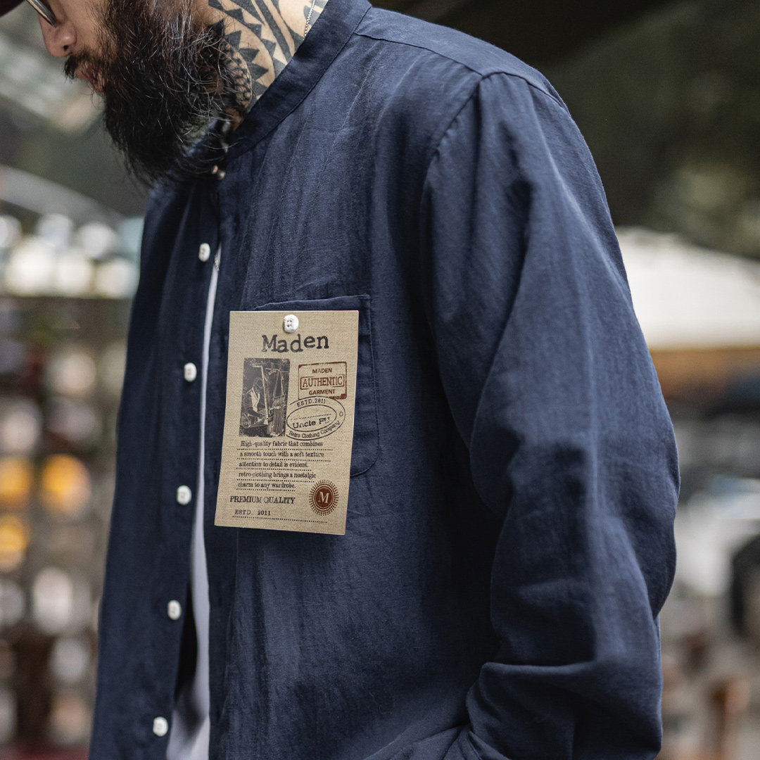 萊賽爾長袖襯衫天絲日系鬆弛感襯衣美式老錢風外套男士春