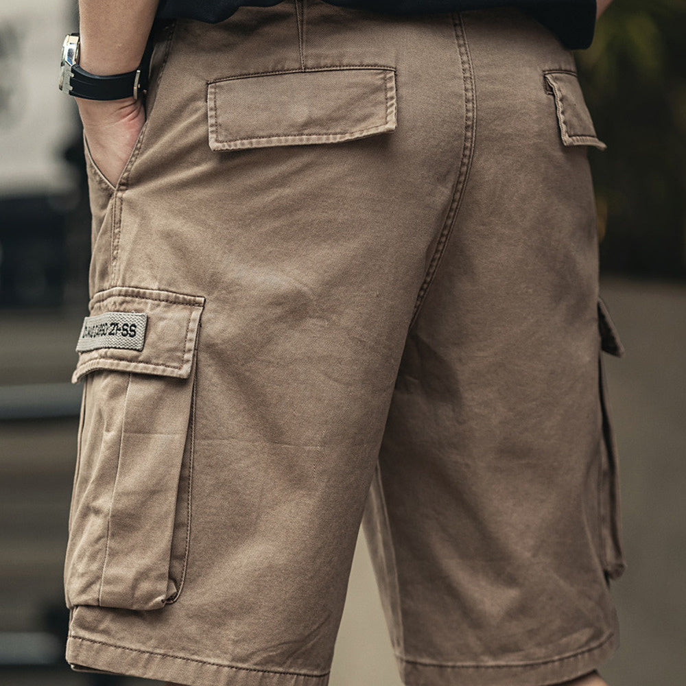 美式酵磨水洗復古男士工裝短褲夏季薄款寬松休閑五分中褲子男