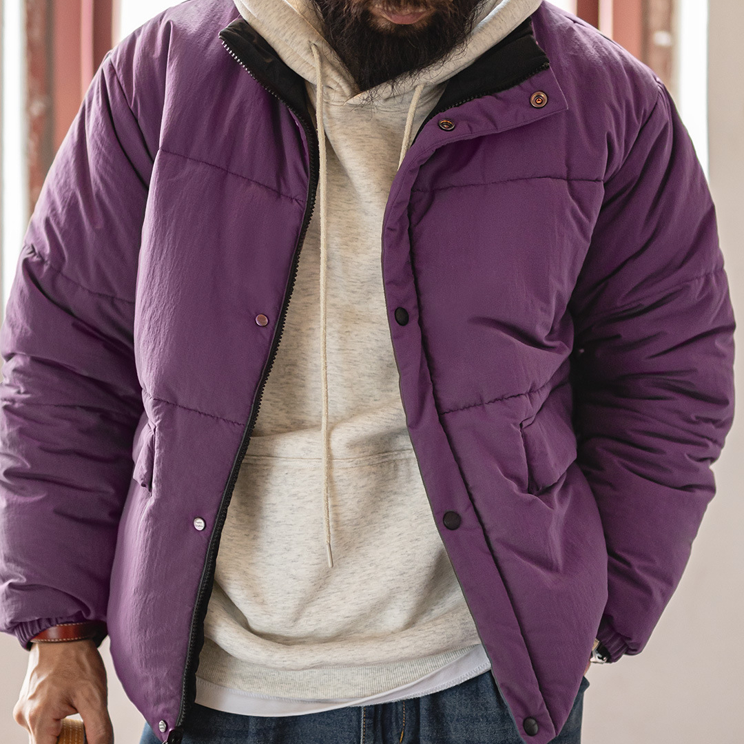 美式雙面穿保暖夾克山系加厚保暖棉服短款立領外套男秋冬