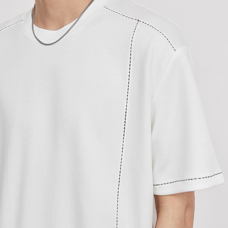 明显设计短袖T恤男夏季重磅260g圆领宽松透气高级感半袖上衣