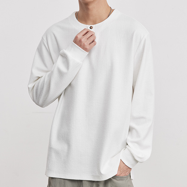 時尚極簡260g亨利領衛衣男春秋季2026新款長袖T恤打底衫上衣