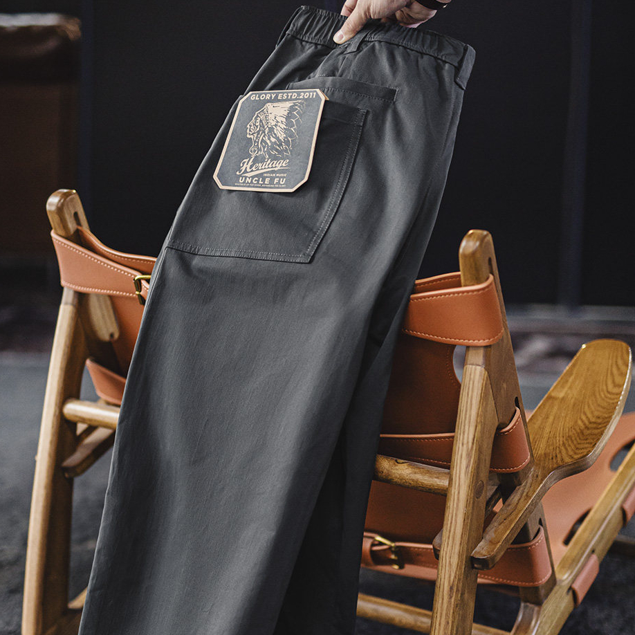 美式人字紋休閒褲直筒休閒黑色通勤打褶皺A字西褲男款春