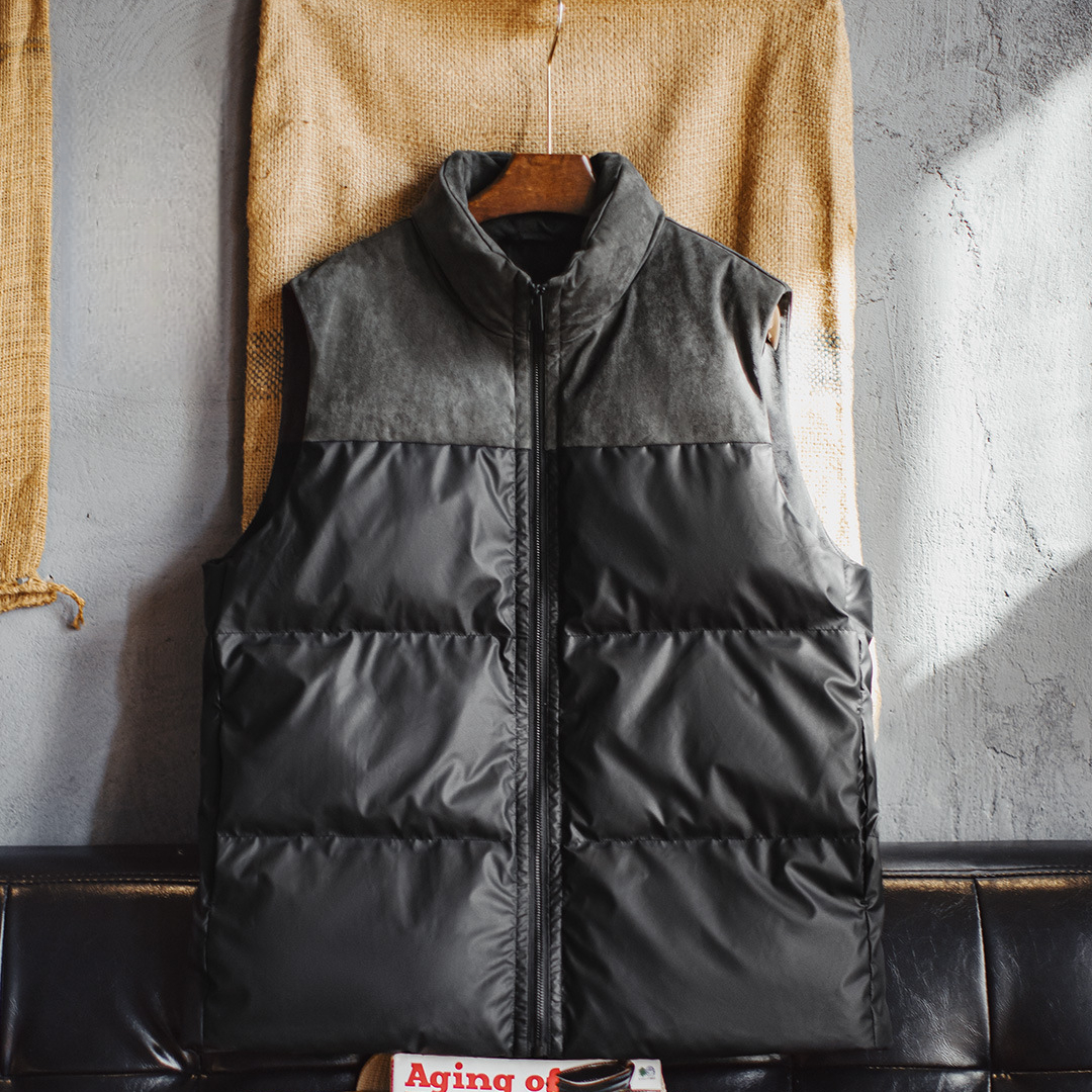 美式戶外保暖夾棉馬甲黑色山系立領無袖背心坎肩外套男秋