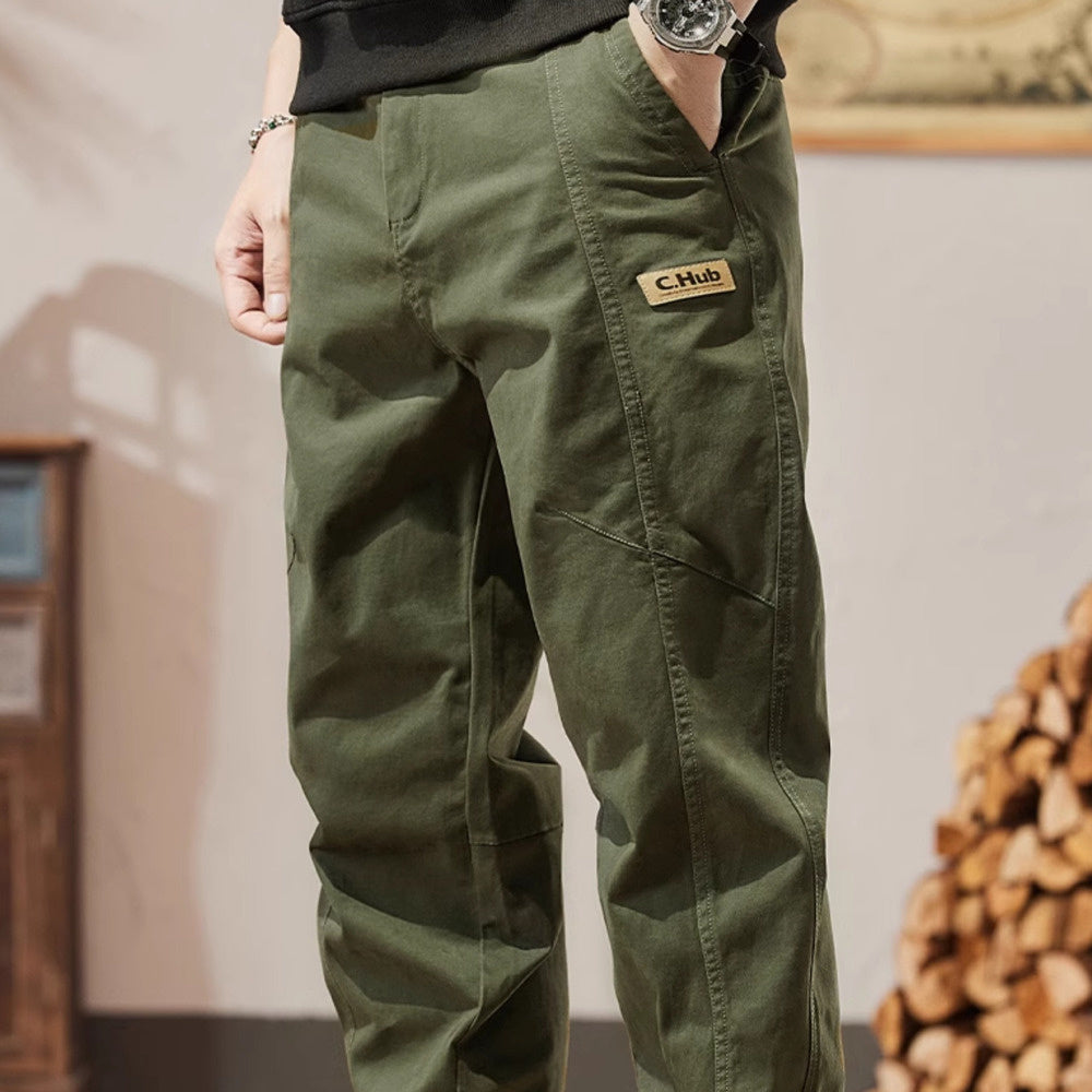 美式休閑褲男士春秋季新款寬松束腳哈倫工裝褲