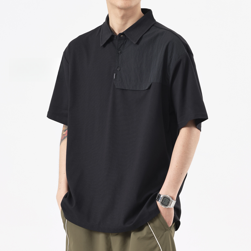 速乾polo衫短袖男夏季新款潮牌寬鬆大碼翻領薄款冰絲半袖體恤