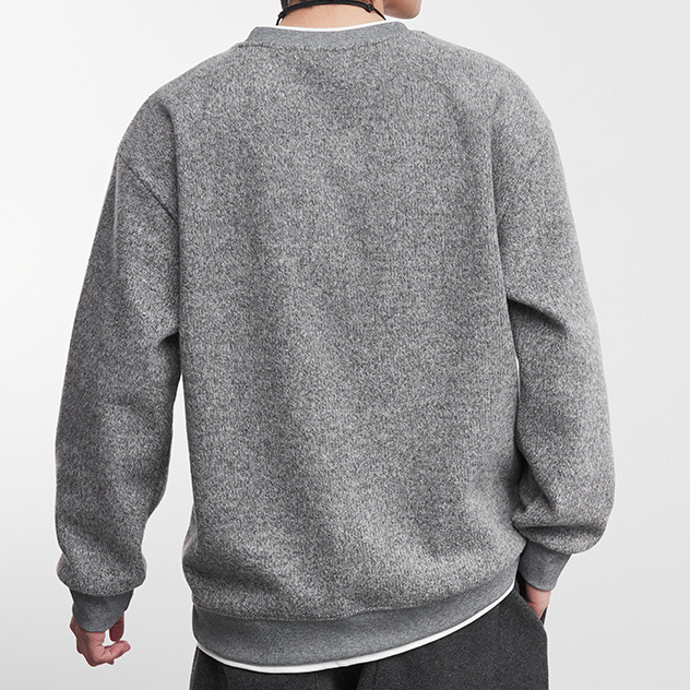 質感加絨衛衣落肩款簡約圓領百搭上衣男冬季新款保暖衛衣