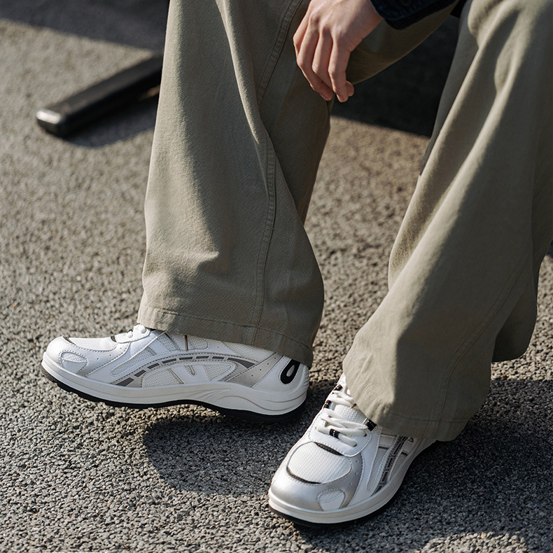 金屬銀復古慢跑鞋男2026新款夏季透氣網面輕便百搭運動休閒鞋