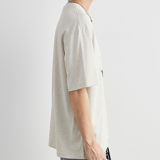 重磅210g莫代爾國潮駿馬印花T恤男夏季圓領寬鬆親膚透氣短袖