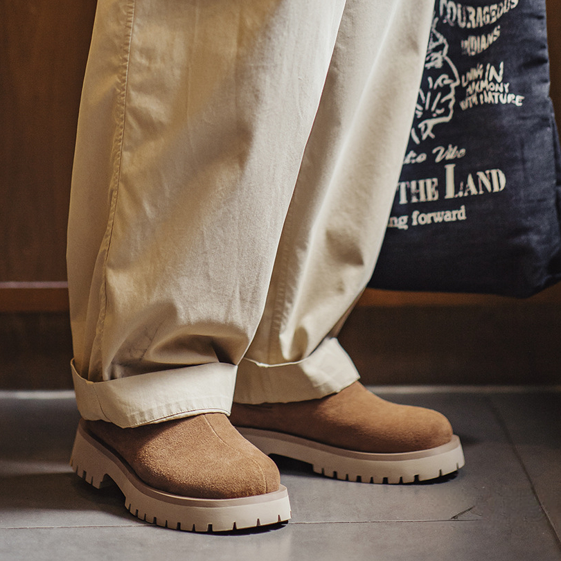 復古雪地靴男款2025冬季新款加絨保暖厚底棉鞋一腳蹬休閒鞋子