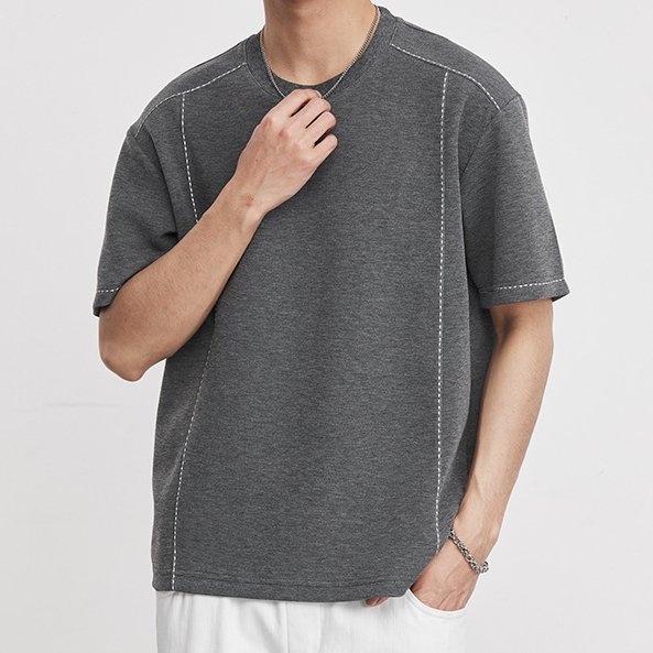 明显设计短袖T恤男夏季重磅260g圆领宽松透气高级感半袖上衣