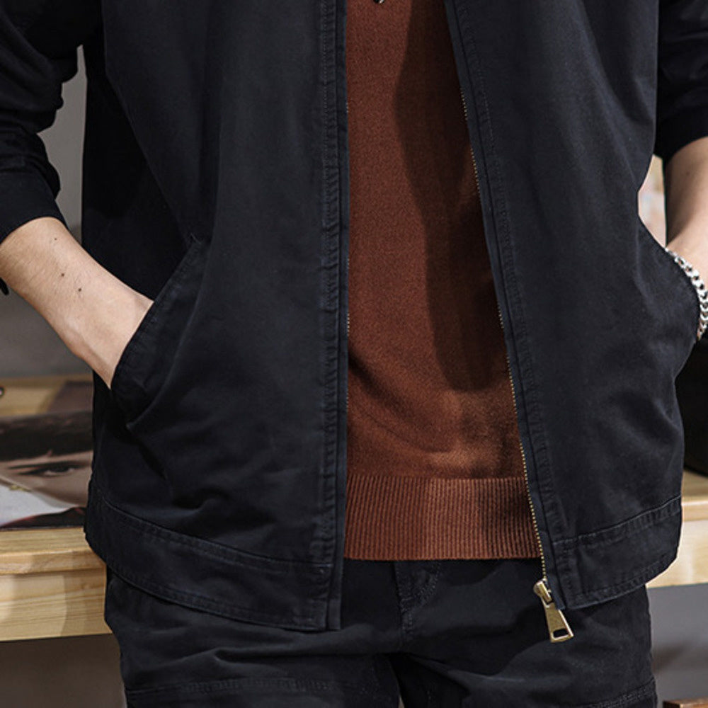 高端水洗復古加棉夾克男秋冬季美式潮牌戶外工裝休閑外套