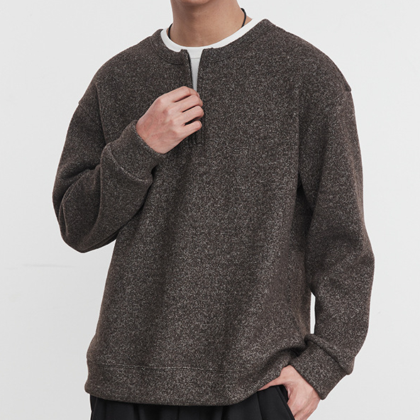 星爍假兩件加絨保暖衛衣秋冬季男拉鍊半開襟圓領休閒長袖