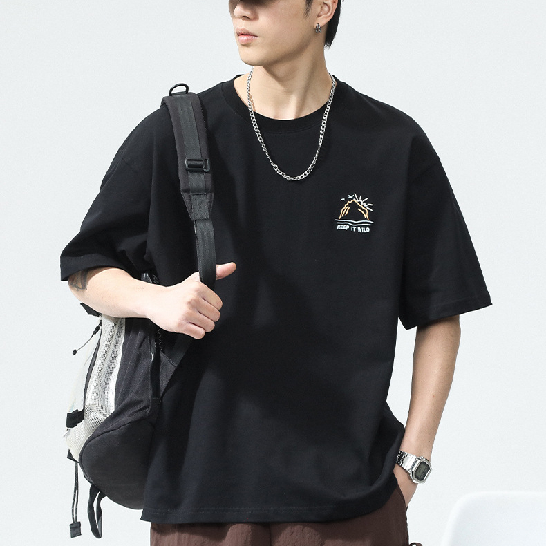 夏季新款街頭潮流bf風創意印花圓領T恤男女學生短袖