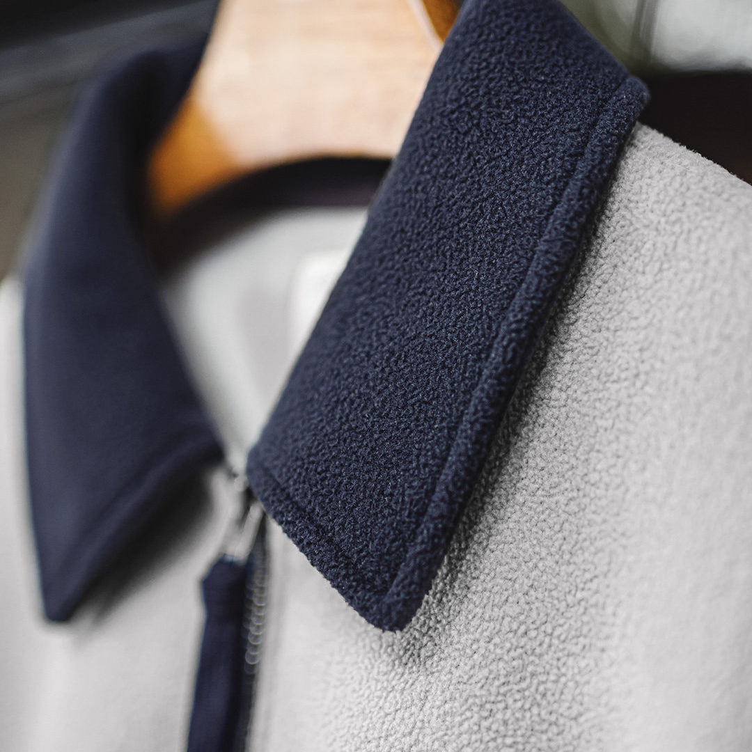 美式搖粒絨半開襟衛衣學院風polo領撞色套頭保暖外套男秋