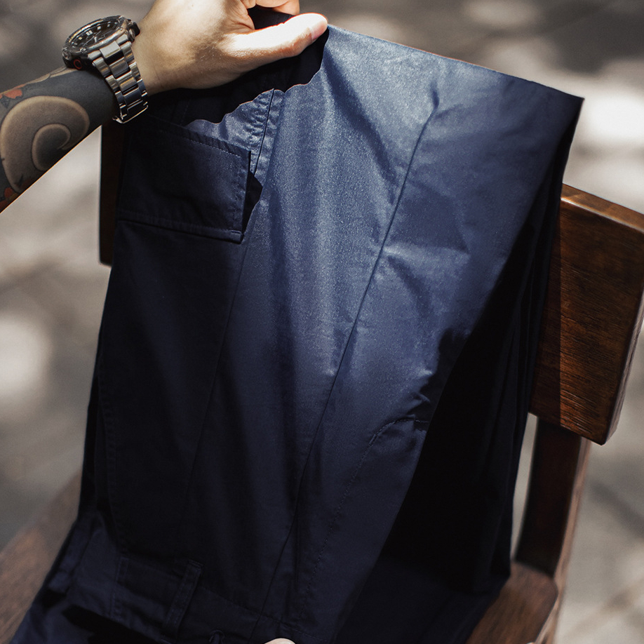 美式m65大口袋休閒褲日系cityboy藍色梭織束腳長褲子男秋