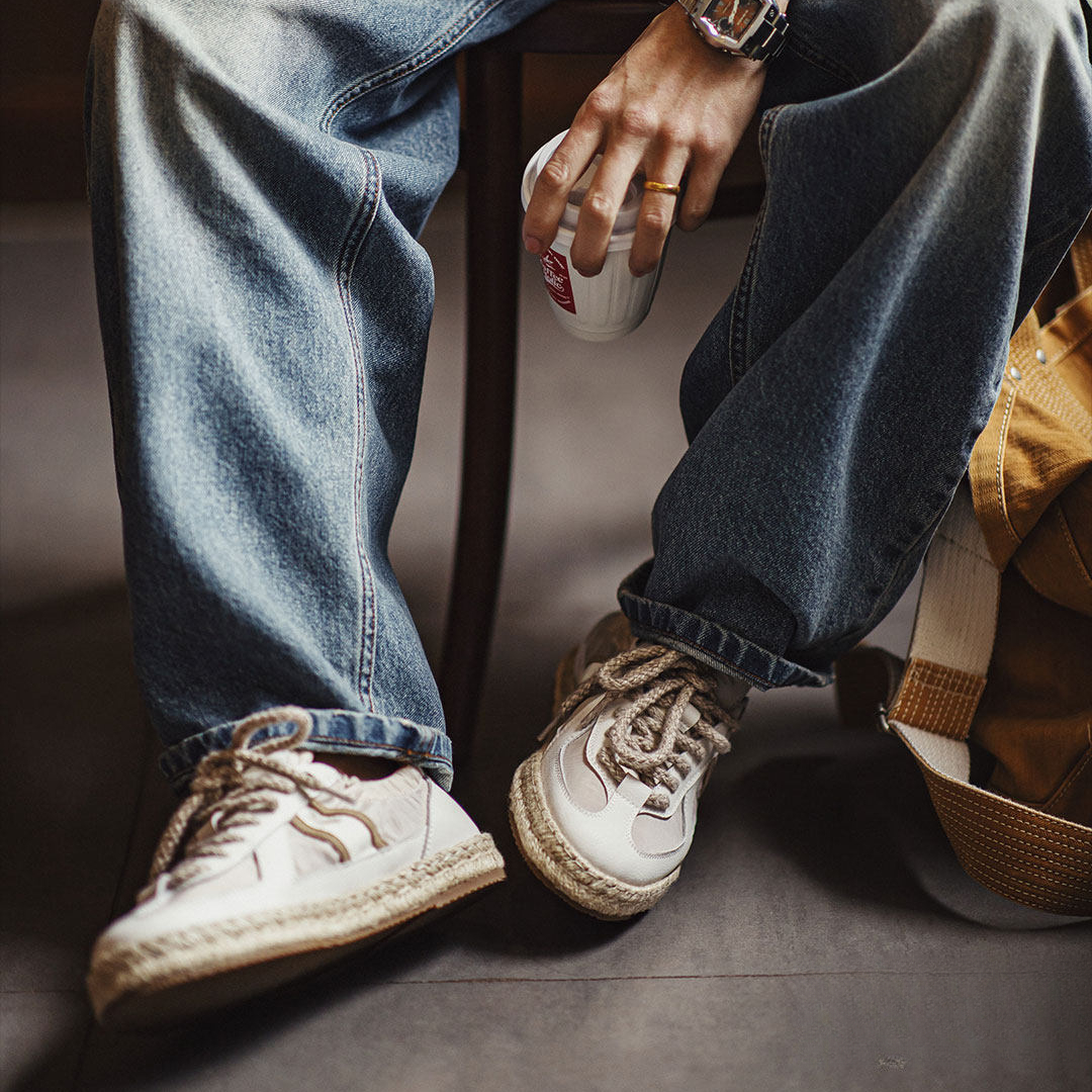 草編德訓鞋新款春夏季休閒透氣布鞋潮薄款板鞋半拖男士漁夫鞋