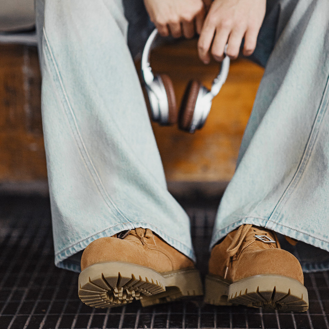 棕色德比大黃靴子低幫厚底美式增高通勤工裝大圓頭皮鞋男款