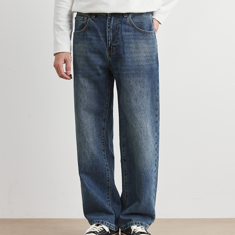 精梳棉牛仔褲男士春秋季2025新款Cleanfit直筒闊腿褲長褲