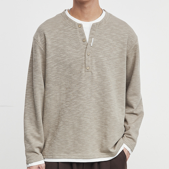 巷序時尚復古亨利領衛衣男秋冬寬鬆休閒假兩件套頭衫