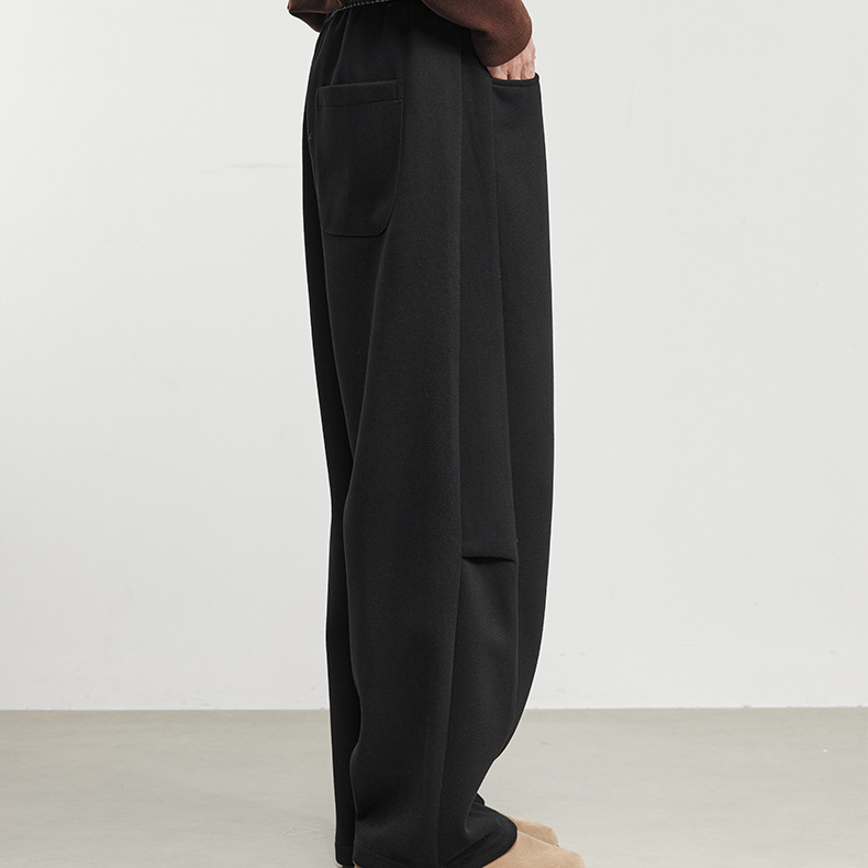 格序加厚格紋腰頭抽繩運動休閒褲冬季美式針織寬鬆長褲