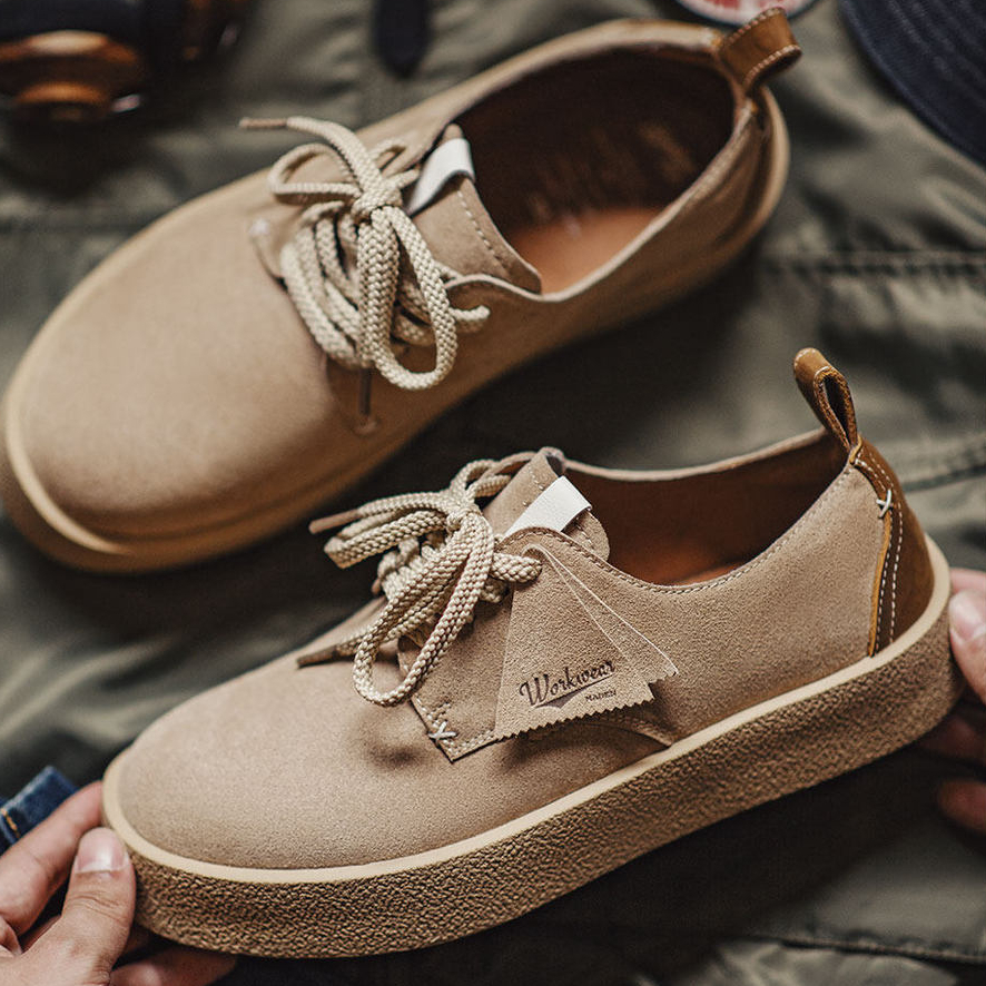 搖滾60復古板鞋男士2025冬季新款休閒低幫沙漠德比鞋厚底皮鞋