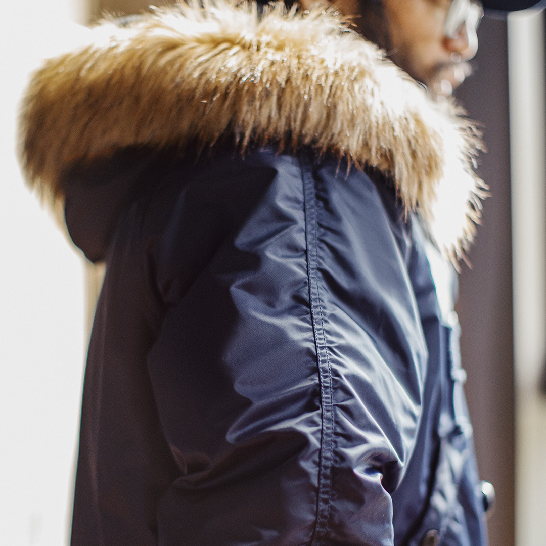 美式復古N2A毛領派克服藍色座山雕短款棉服夾克外套男冬