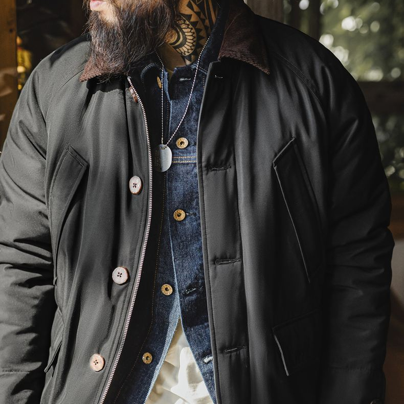 美式復古Safari獵裝夾克棉服翻領加厚保暖棉衣外套男秋冬