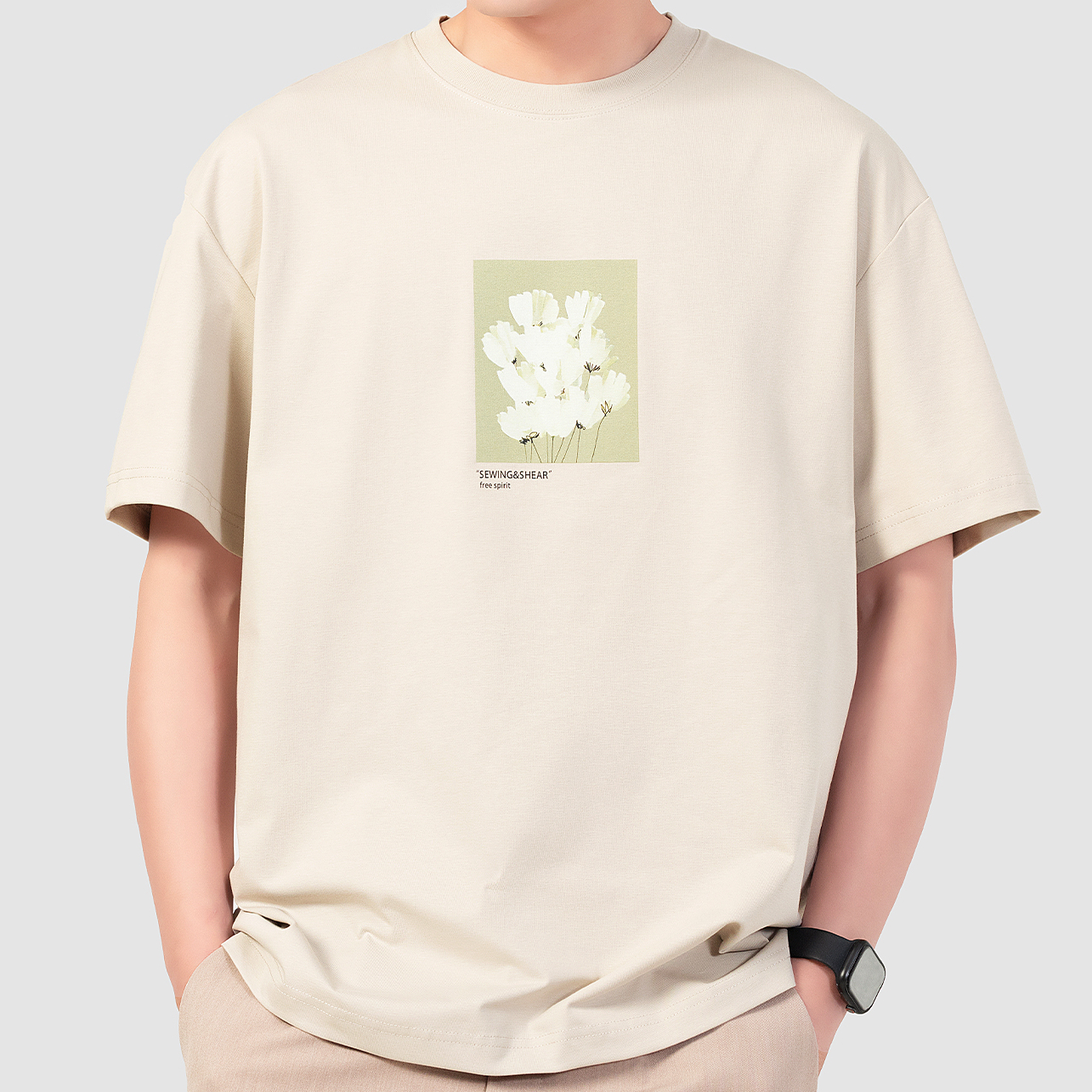 夏季冰感索羅娜速乾短袖T恤男寬鬆時尚印花冰絲半袖體恤