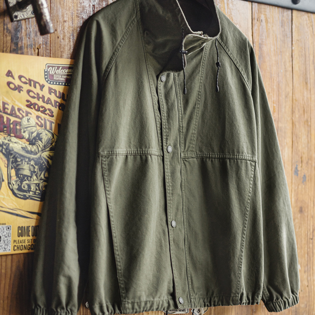 美式復古立領M65夾克防風廓形軍綠色硬漢vintage外套男秋