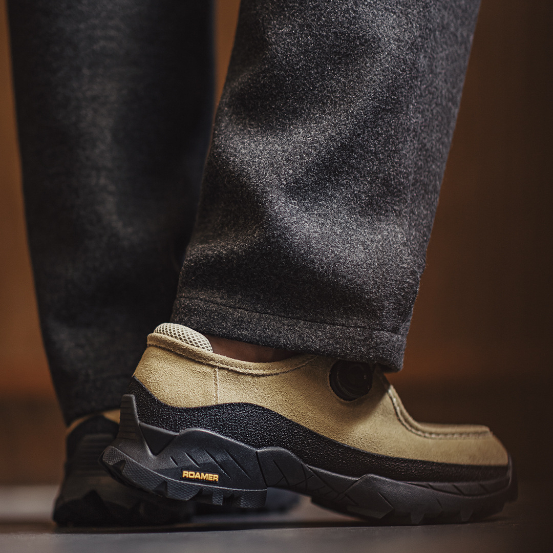 沙脊復古厚底袋鼠鞋男新款增高機能風懶人一腳蹬真皮休閒皮鞋