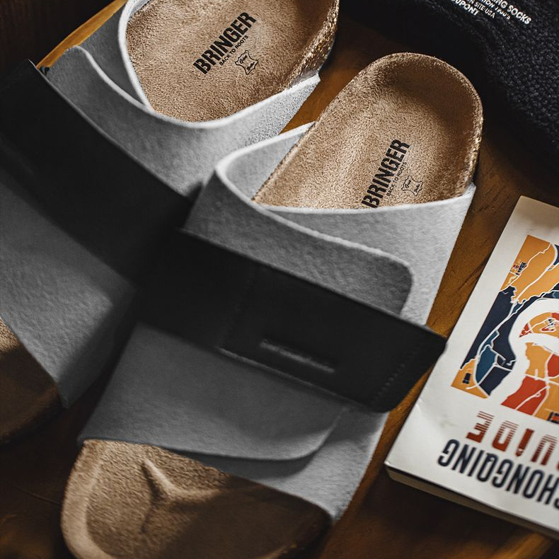 穆勒鞋男2025夏季新款軟木一字休閒外穿涼拖鞋魔術貼