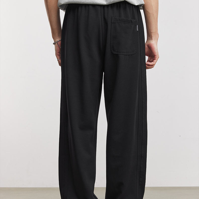 液氨貴族豎條燈籠褲男夏季輕感垂墜寬鬆休閒通勤直筒闊腿褲