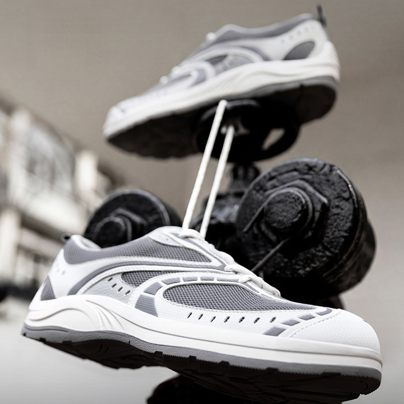 灰速復古慢跑鞋男夏季網面透氣輕便運動鞋百搭通勤休閒跑步鞋